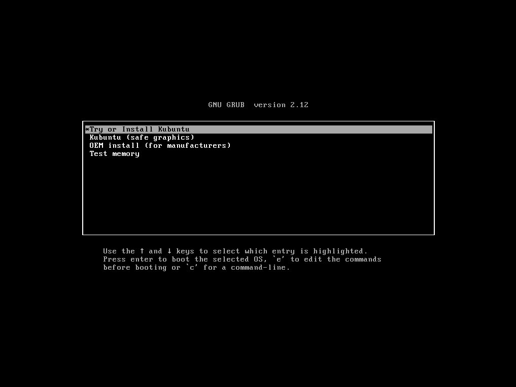 Выбор типа установки Kubuntu