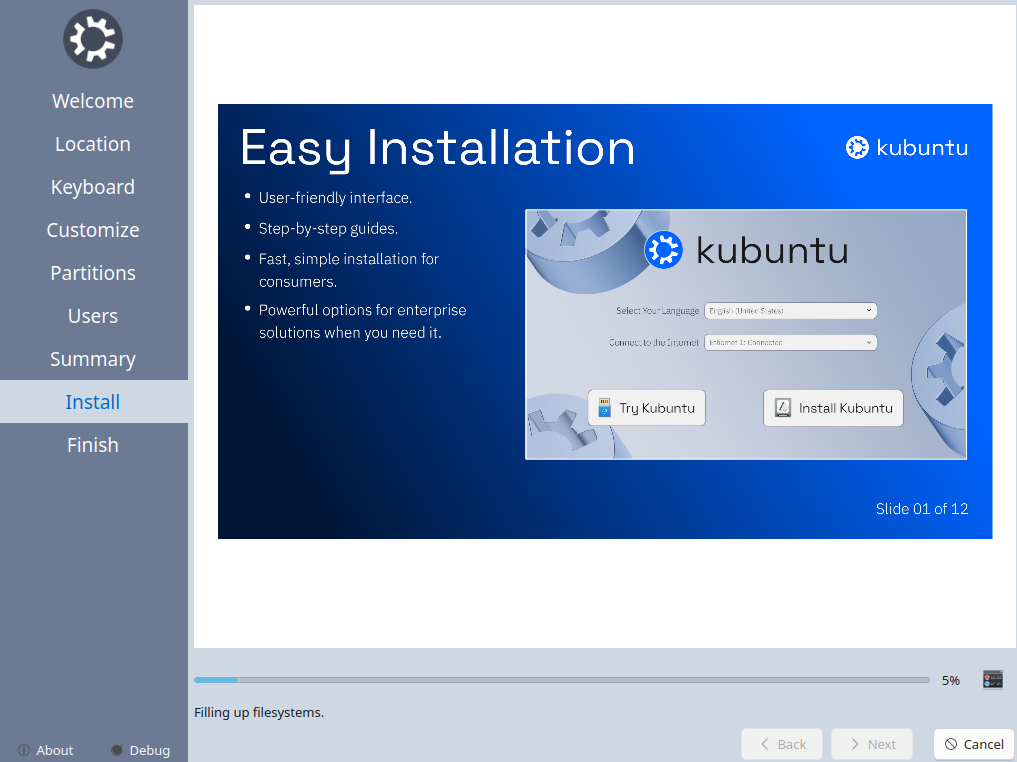 Процесс установки Kubuntu 24.10