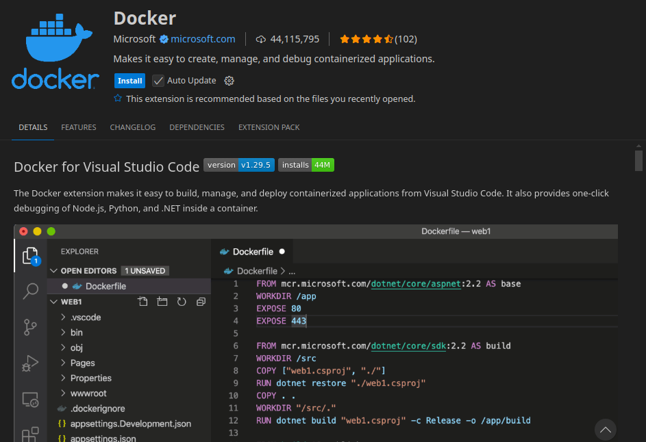 Docker-плагин для VS-Code