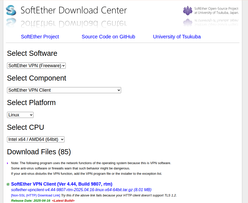 SoftEther Download Center