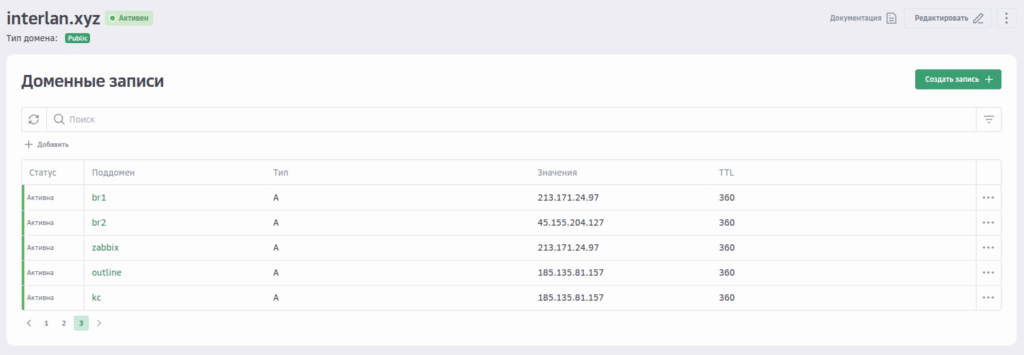 Доменная запись на Cloud.ru
