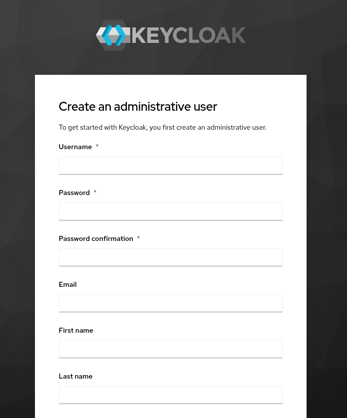 Keycloack создание административного пользователя.