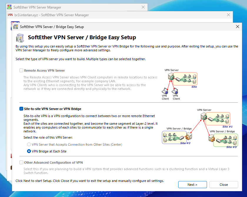 Режим работы site-to-site