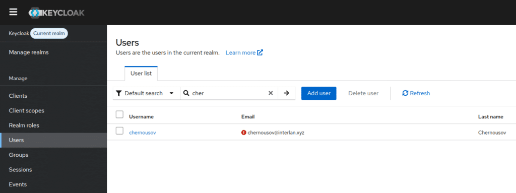 Проверка работы Keycloak