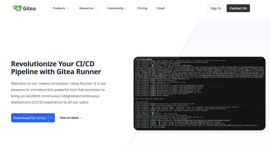 Скачать бинарный файл Gitea Action Runner